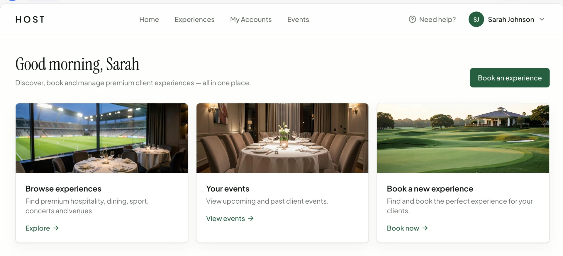 Host platform dashboard showing relationship opportunities
